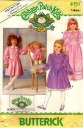 4151 BUTTERICK CPK DIRNDL COLLAR DROP WAIST LS DRESS, TRANSFER PATTERN 5-6X